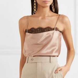 Cami NYC Romy rose gold silk bodysuit lace S